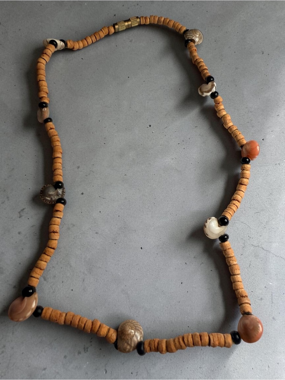 Boho Earth-Tone Beaded Necklace - Orange and Brown